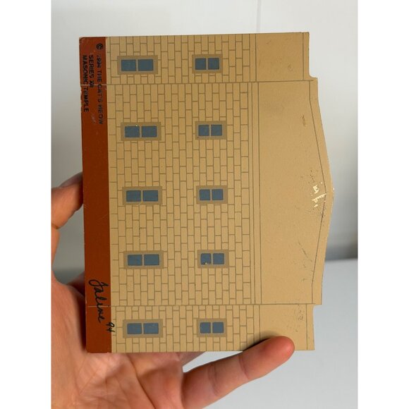 VTG 1994 Cat’s Meow Village Masonic Temple Wood Series XII 1209 Retired 4" Decor - Picture 5 of 6